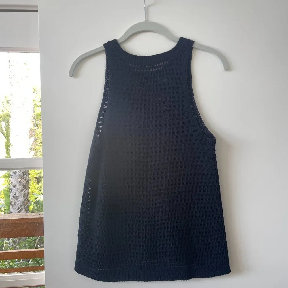 Madewell Sleeveless Knit Crew Neck Sweater in Navy,‎ Size XS